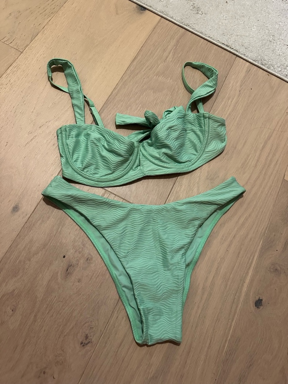 Monday Swimwear Mint Green Textured Underwire Bikini Set
